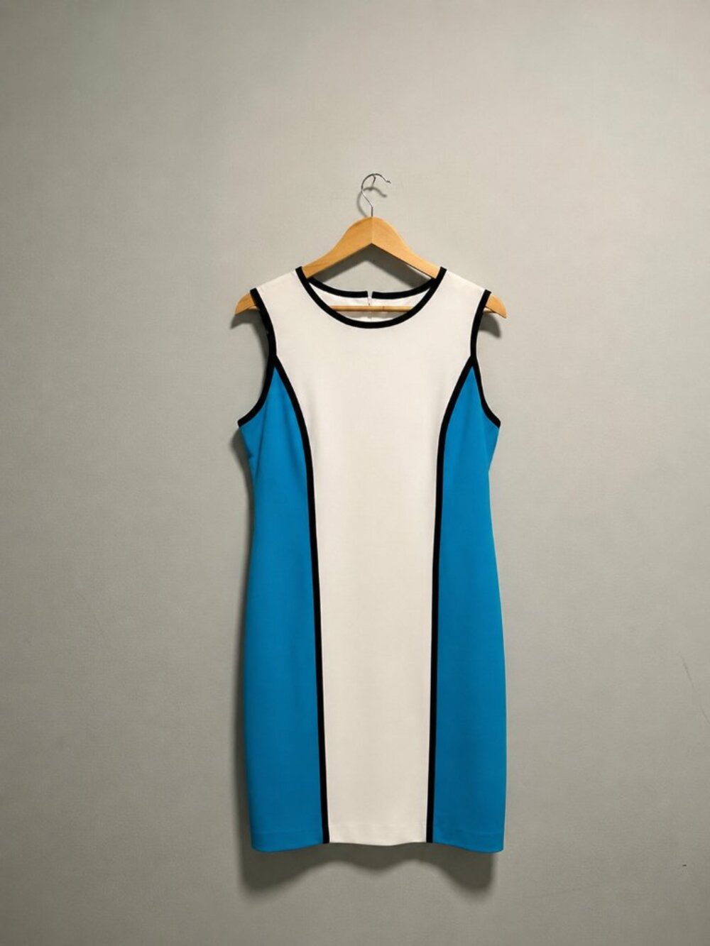 Calvin Klein Blue & White Color Block Sheath Dress Size 12